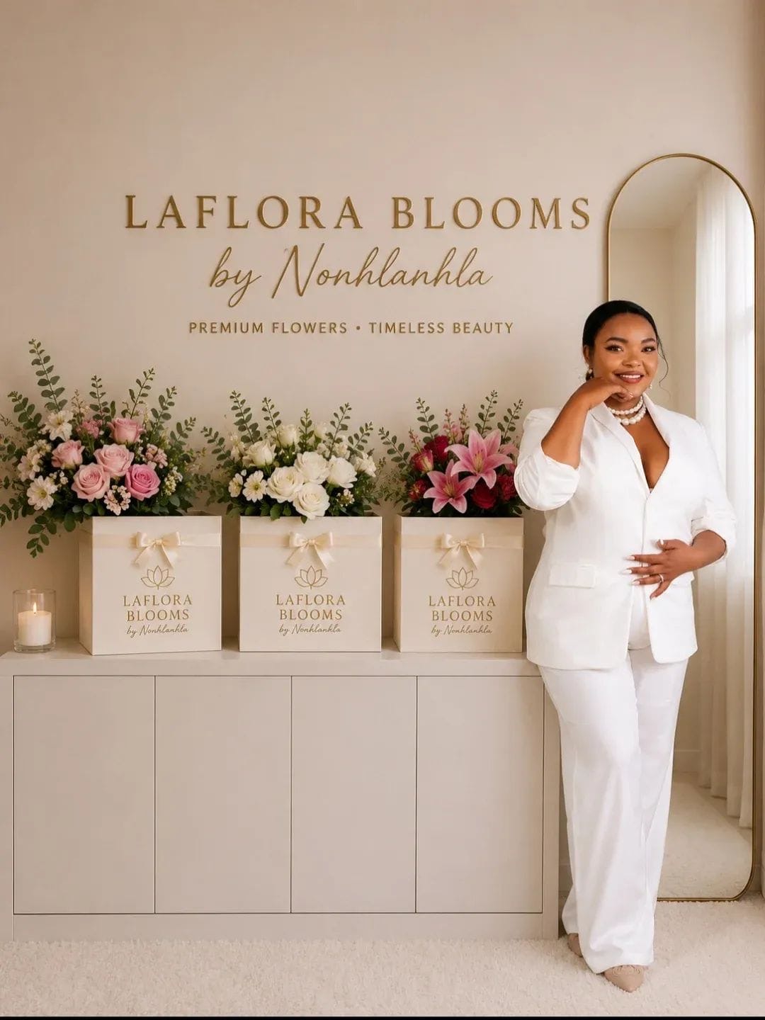 LaFlora Blooms boutique with owner Nonhlanhla and premium flower boxes