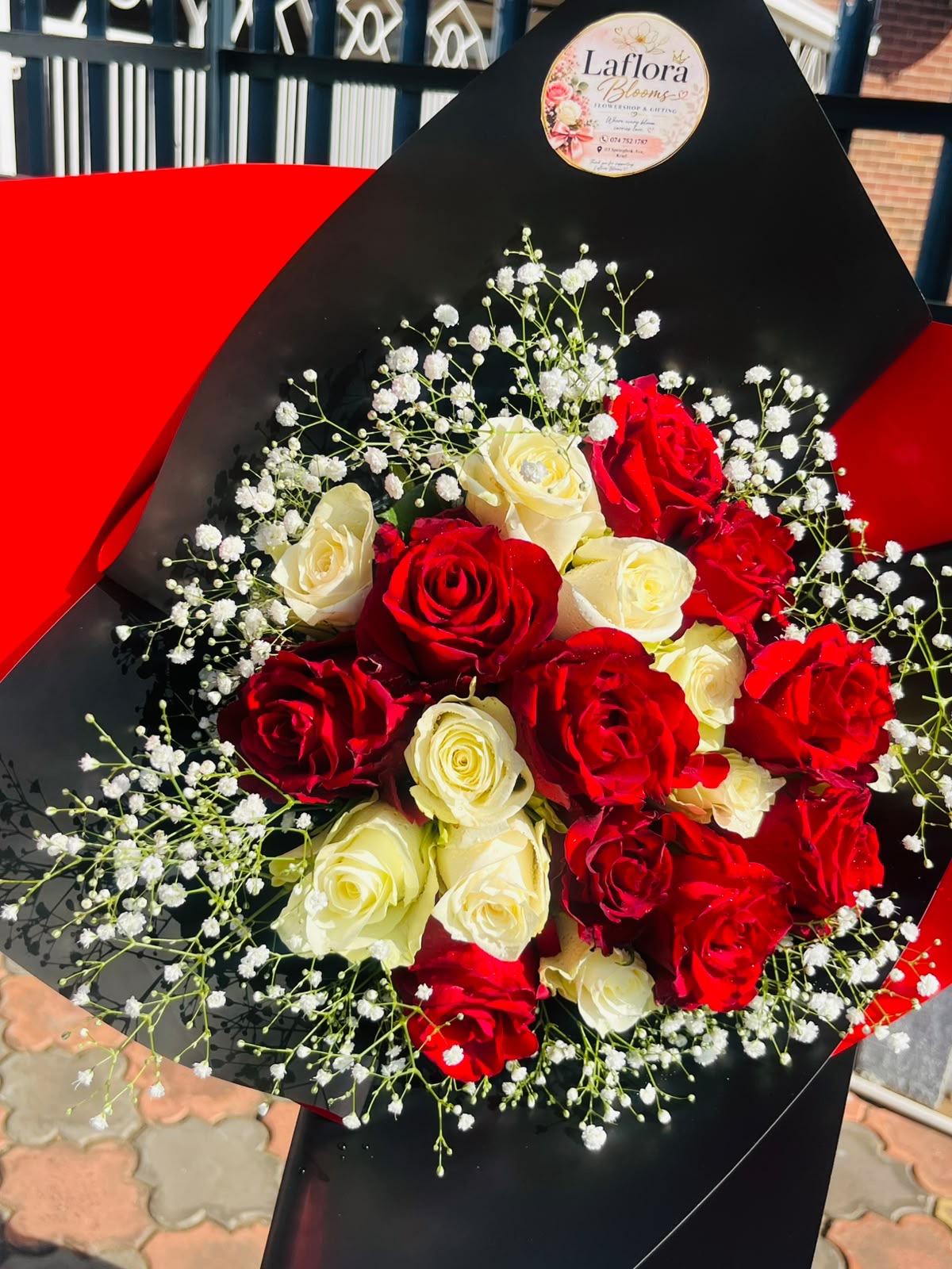 Red & White Rose Bouquets by LaFlora Blooms